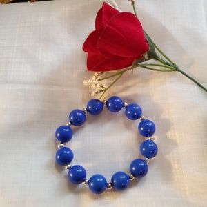 Hand made royal blue and silver bracelet
